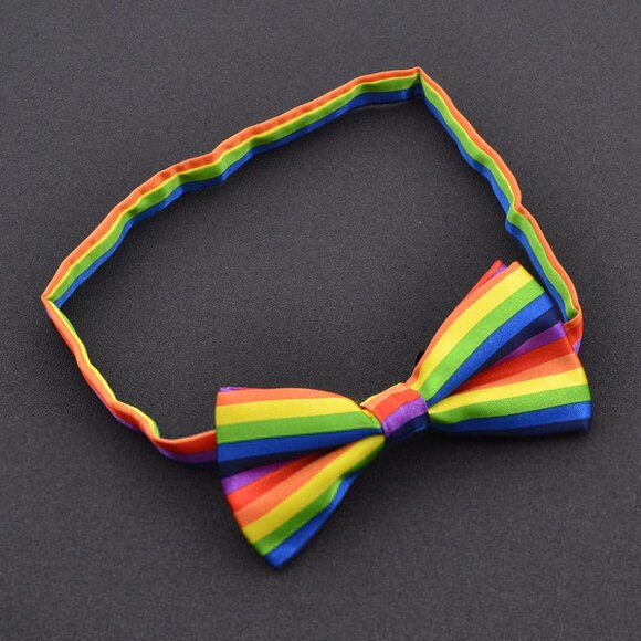 New Rainbow Gay Pride Adjustable Bow Tie Men Boy - Picture 3 of 5